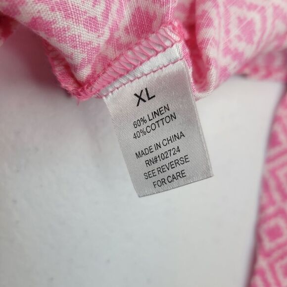 GRAND & Greene Women's XL Pink Linen Blend Button Up Blouse - Picture 11 of 13